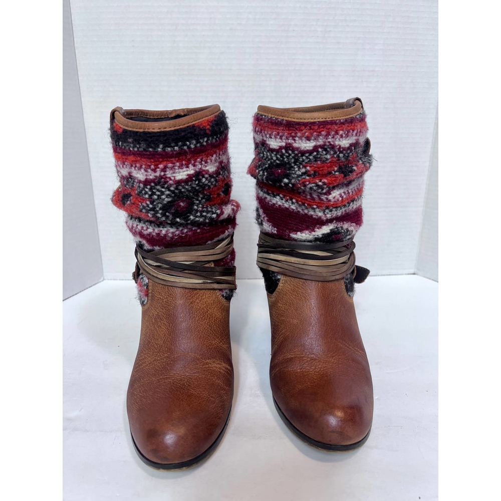Steve Madden Tolteca Western Boot Women Size 7.5 Brown Leather Blanket Southwest